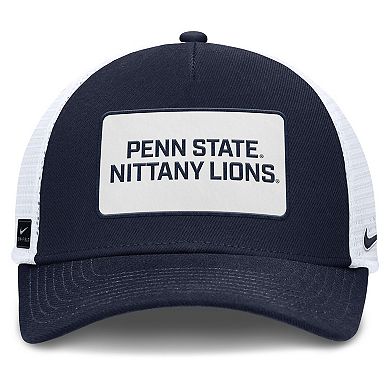 Men's Nike Navy/White Penn State Nittany Lions 2025 On-Field Rise Patch Trucker Adjustable Hat