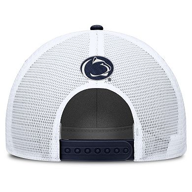 Men's Nike Navy/White Penn State Nittany Lions 2025 On-Field Rise Patch Trucker Adjustable Hat