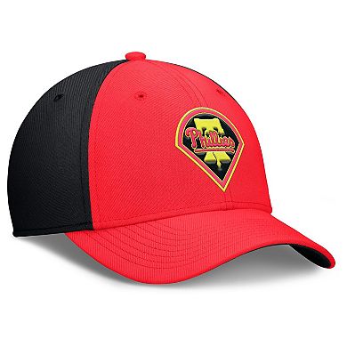 Men's Nike Crimson/Black Philadelphia Phillies Neon 90s Rise SwooshFlex Hat