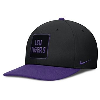 Men's Nike Black/Purple LSU Tigers 2025 Sideline Campus Pro Local Snapback Hat