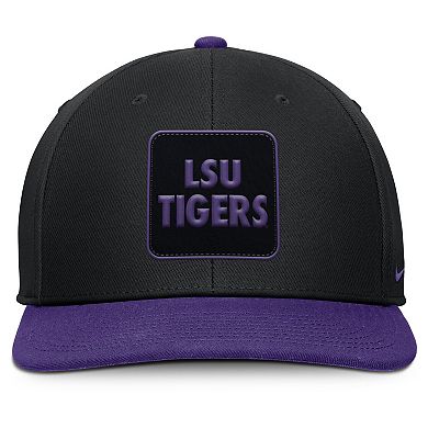 Men's Nike Black/Purple LSU Tigers 2025 Sideline Campus Pro Local Snapback Hat