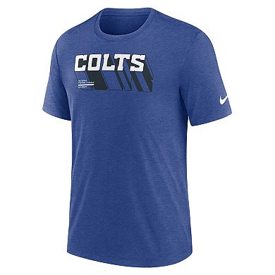 Men's Nike Heather Royal Indianapolis Colts Long Pass Tri-Blend T-Shirt