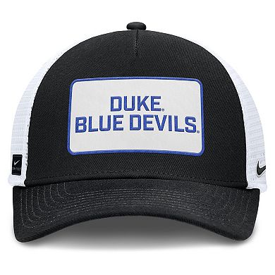 Men's Nike Black/White Duke Blue Devils 2025 On-Field Rise Patch Trucker Adjustable Hat