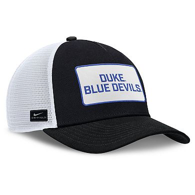 Men's Nike Black/White Duke Blue Devils 2025 On-Field Rise Patch Trucker Adjustable Hat