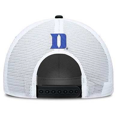 Men's Nike Black/White Duke Blue Devils 2025 On-Field Rise Patch Trucker Adjustable Hat