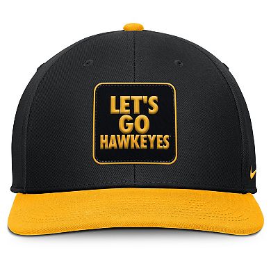 Men's Nike Black/Gold Iowa Hawkeyes 2025 Sideline Campus Pro Local Snapback Hat