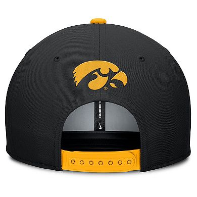 Men's Nike Black/Gold Iowa Hawkeyes 2025 Sideline Campus Pro Local Snapback Hat