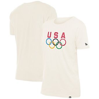 Women's New Era Cream Team USA Five Rings Chrome T-Shirt