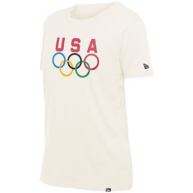 Women's New Era Cream Team USA Five Rings Chrome T-Shirt