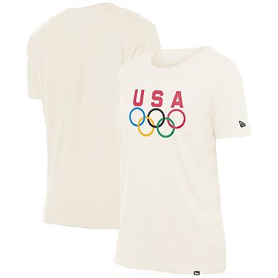 Women's New Era Cream Team USA Five Rings Chrome T-Shirt