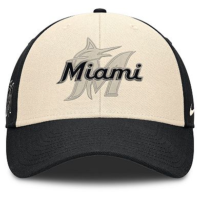 Men's Nike Black/Natural Miami Marlins Statement Club Performance Adjustable Hat