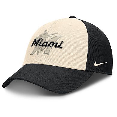 Men's Nike Black/Natural Miami Marlins Statement Club Performance Adjustable Hat