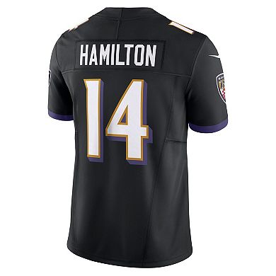 Men's Nike Kyle Hamilton Black Baltimore Ravens Alternate Vapor F.U.S.E. Limited Jersey