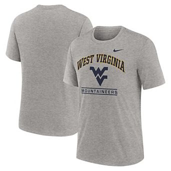 Men's Nike Heather Gray West Virginia Mountaineers Arch Over Logo Tri-Blend T-Shirt