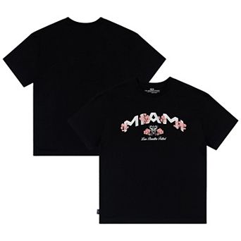 Unisex Live Breathe Futbol Black Inter Miami CF Floral T-Shirt