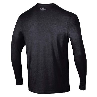 Men's Under Armour Black Wisconsin Badgers 2025 Sideline Football Performance Cotton Long Sleeve T-Shirt