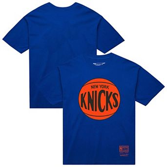 Unisex Mitchell & Ness Blue New York Knicks Hardwood Classics MVP Logo T-Shirt