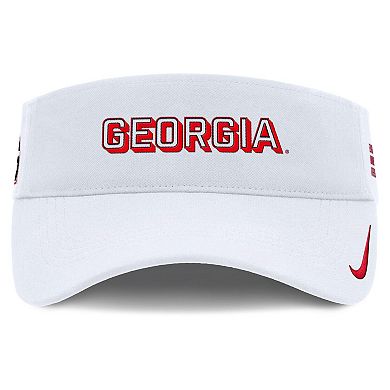 Men's Nike White Georgia Bulldogs 2025 On-Field Gameday Performance Ace Adjustable Visor
