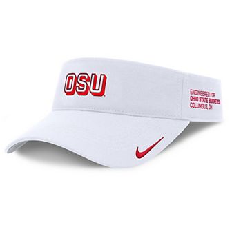 Men's Nike White Ohio State Buckeyes 2025 On-Field Gameday Performance Ace Adjustable Visor