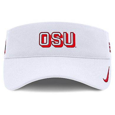Men's Nike White Ohio State Buckeyes 2025 On-Field Gameday Performance Ace Adjustable Visor