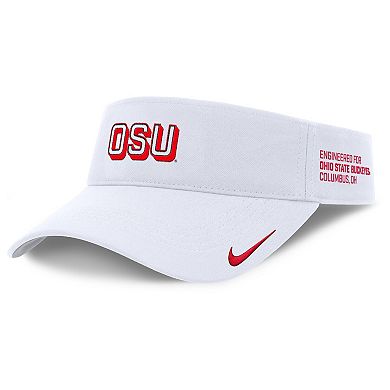 Men's Nike White Ohio State Buckeyes 2025 On-Field Gameday Performance Ace Adjustable Visor