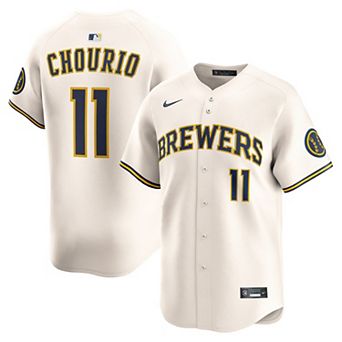 Men's Nike Jackson Chourio Cream Milwaukee Brewers Home Limited Jersey