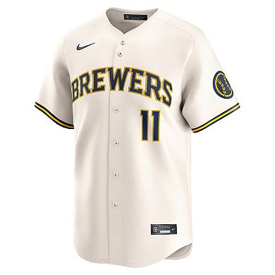Men's Nike Jackson Chourio Cream Milwaukee Brewers Home Limited Jersey