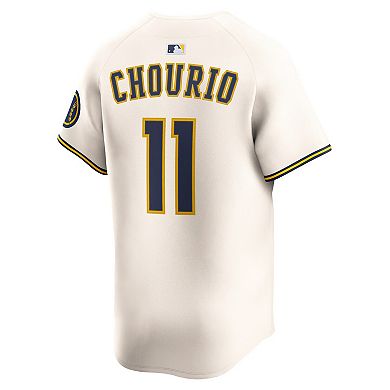 Men's Nike Jackson Chourio Cream Milwaukee Brewers Home Limited Jersey