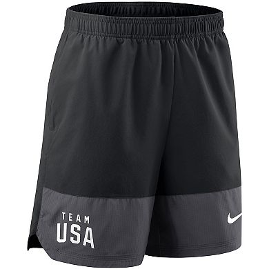 Men's Nike Black Team USA Woven Performance Shorts