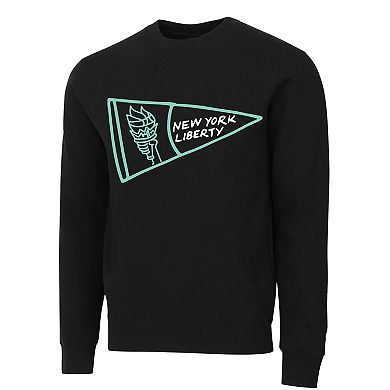 Unisex round21 Black New York Liberty Pennant Crewneck Pullover Sweatshirt
