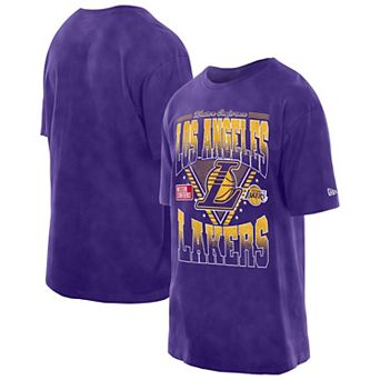 Men's New Era Purple Los Angeles Lakers Old School Sport Vintage Wash T-Shirt