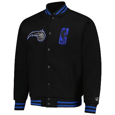 Unisex FISLL Black Orlando Magic Logoman Shadow Collection Full-Snap Varsity Jacket