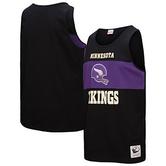 Men's Mitchell & Ness Black Minnesota Vikings Retro Colorblock Tank Top