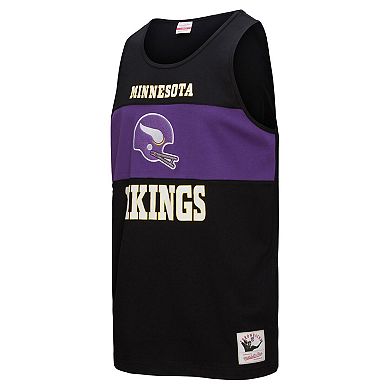 Men's Mitchell & Ness Black Minnesota Vikings Retro Colorblock Tank Top