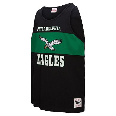 Men's Mitchell & Ness Black Philadelphia Eagles Retro Colorblock Tank Top