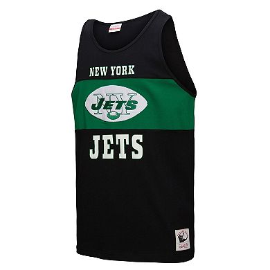 Men's Mitchell & Ness Black New York Jets Retro Colorblock Tank Top
