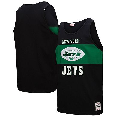 Men's Mitchell & Ness Black New York Jets Retro Colorblock Tank Top