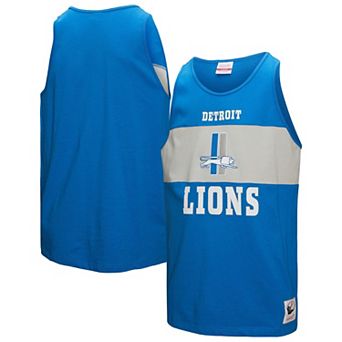 Men's Mitchell & Ness Blue Detroit Lions Retro Colorblock Tank Top
