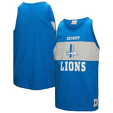 Men's Mitchell & Ness Blue Detroit Lions Retro Colorblock Tank Top