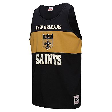 Men's Mitchell & Ness Black New Orleans Saints Retro Colorblock Tank Top