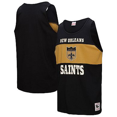 Men's Mitchell & Ness Black New Orleans Saints Retro Colorblock Tank Top