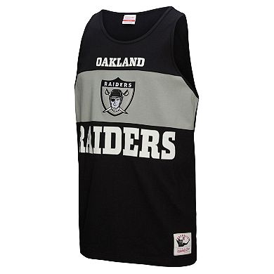 Men's Mitchell & Ness Black Oakland Raiders Retro Colorblock Tank Top