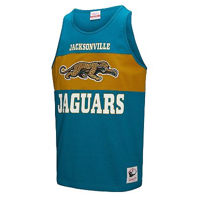 Men's Mitchell & Ness Teal Jacksonville Jaguars Retro Colorblock Tank Top
