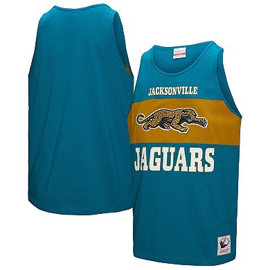 Men's Mitchell & Ness Teal Jacksonville Jaguars Retro Colorblock Tank Top