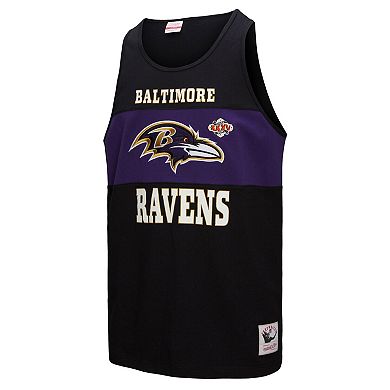 Men's Mitchell & Ness Black Baltimore Ravens Retro Colorblock Tank Top