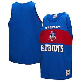 Men's Mitchell & Ness Royal New England Patriots Retro Colorblock Tank Top