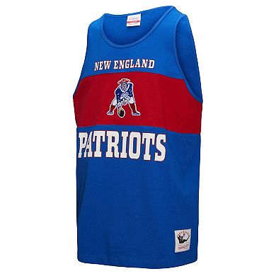 Men's Mitchell & Ness Royal New England Patriots Retro Colorblock Tank Top
