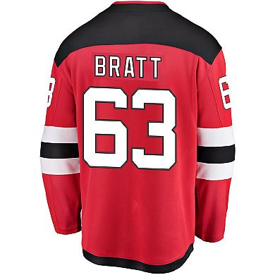 Men's Fanatics Jesper Bratt Red New Jersey Devils Home Breakaway Player Jersey