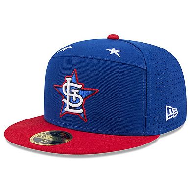 Men's New Era Blue/Red St. Louis Cardinals 2025 MLB All-Star Game Workout Side Patch 59FIFTY Fitted Hat