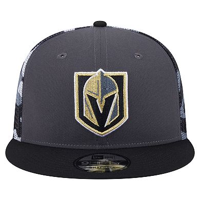 Men's New Era Gray/Black Vegas Golden Knights Camo Meshback 9FIFTY Snapback Hat